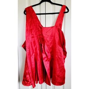 Ashley Stewart 24 Red Satiny Geometric Angles Top Blouse Sleeveless 2X‎ NWT